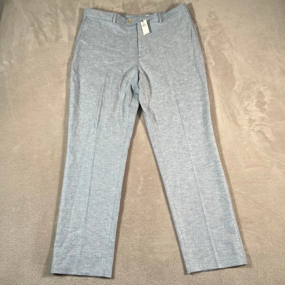 Banana Republic Tailored Trousers Men's Size 36x34 Blue Linen Blend Pants NWT